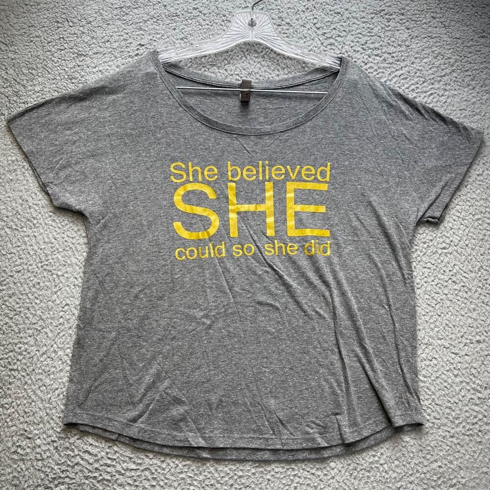 Women Empowering T Shirt Womens Size Large Gray Short Sleeve